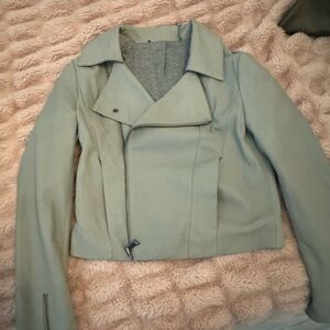 Light grey leather moto